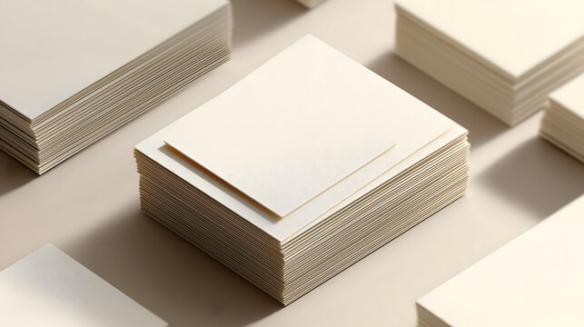 business card mockup stack minimal background embossed effect, stack of paper