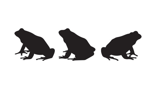 black and white silhouette set of frog very high quality vector illustration.
