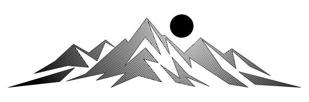 Geometric silhouette mountain range isolated on white background, vector design