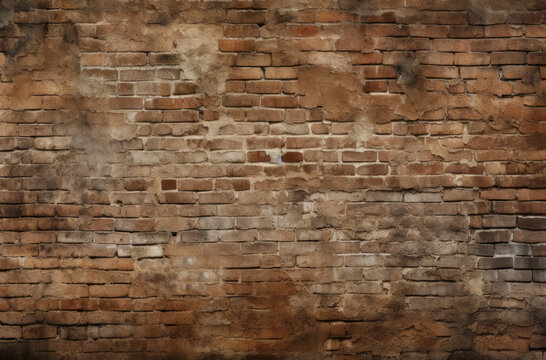 Processed collage of obsolete red brock masonry wall texture. Background for banner, backdrop