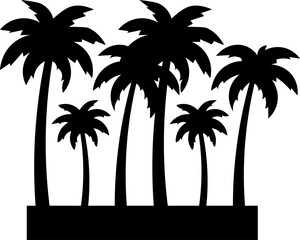 Obraz premium Tropical Palm Tree Silhouette Vector Icon Isolated Summer Beach Island Symbol