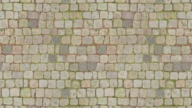 Vintage cobblestone street texture forms a natural seamless loop.