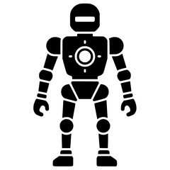 Fototapeta premium Mechanical Automaton with Articulated Limbs and Glowing Core Vector Character Illustration
