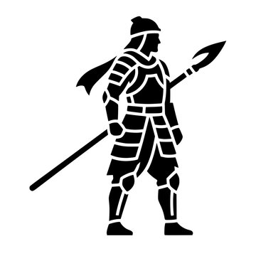 Nomadic Warrior with Curved Spear and Layered Armor Vector Character Illustration