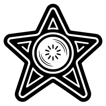 Star Shaped Collectible Token with Engraved Details Vector Icon Illustration