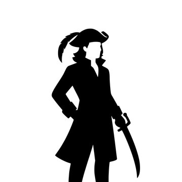 Sky Pirate Captain with Feathered Hat and Long Coat Vector Character Illustration