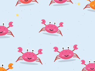 Fototapeta premium Cute Crabs Beach Pattern Background Design