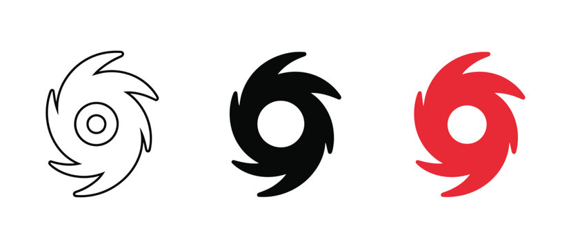Hurricane Icon Featuring Tornado Warning, Whirlwind, Cyclone, and Severe Weather Symbols for Forecast Design