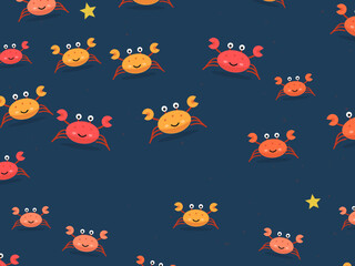 Obraz premium Adorable Crab Scatter Coastal Background Vector
