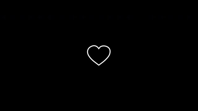 Love Heart Reaction Icon Animation From Stroke Line To Fill Red Loop Transparent Background