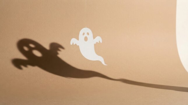 Cute White Paper Ghost With Shadow