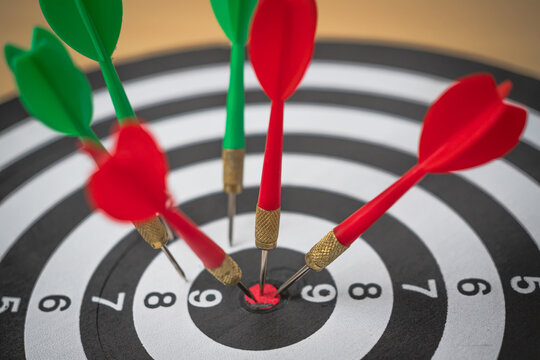 Dart arrow on target for business Competition Concept With One Clear Winning Target
