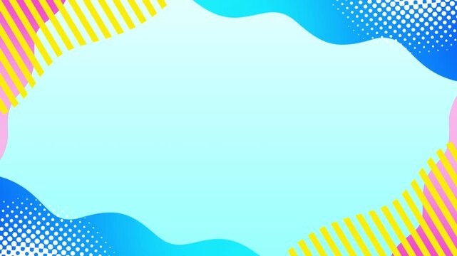 Abstract colorful frame background.geometric shapes and waves.pop art design,memphis style.Animation loop video. 抽象的　ポップ　CG 動画　フレーム　枠　流体　ウェーブ　幾何学　おしゃれ　かわいい　シンプル　タイトル