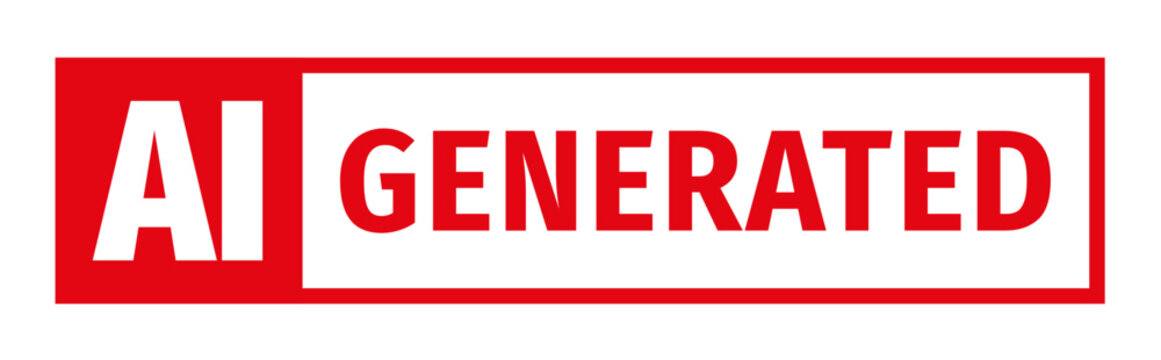 Button AI generated content sticker red