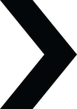 minimalist single black chevron arrow pointing right, designed for navigation and next-step directional icons in UI/UX web design, provided as a transparent PNG file.