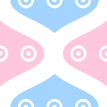Abstract Pastel Geometric Seamless Pattern, Cute Pink and Blue Wave Ornament for Nursery and Textile Design