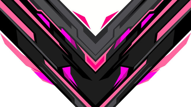 Futuristic pink and black geometric chevron pattern for racing livery