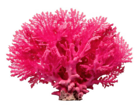 Vibrant pink sea coral branch isolated for marine life and ocean nature themes isolated on transparent background