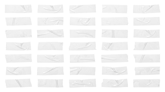 White adhesive tape strips set isolated on white background