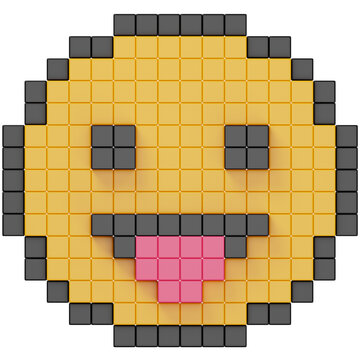 Pixelated Savoring Face with Tongue Out