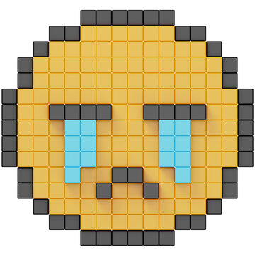Pixelated Crying Face Icon