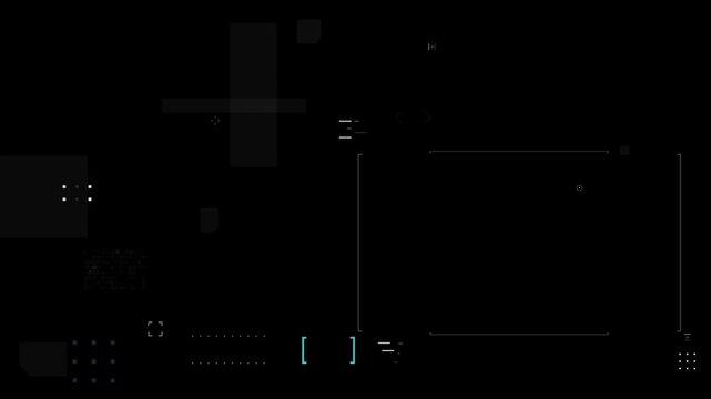 Minimal futuristic HUD video overlay featuring abstract interface elements, geometric graphics, and modern UI animations

