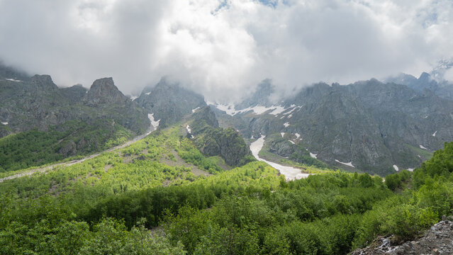 North Ossetia. Tsei Gorge. Skazsky Glacier
