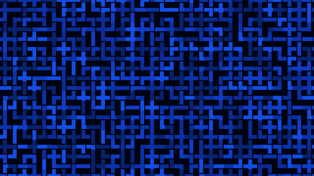 Abstract Seamless Deep Blue Geometric Labyrinth Maze Pattern Illustration on Dark Background