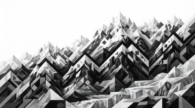 Black and white mountain range against backdrop: stunning monochrome landscape photograph. A is shown