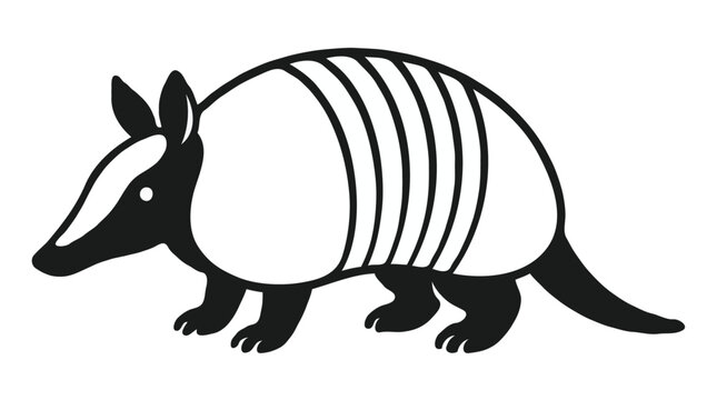 Cute armadillo vector illustration black and white armadillo side view silhouette