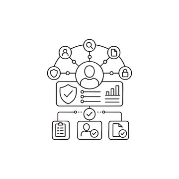 Student Profile Management Dashboard Line Icon for Education Analytics, Identity Verification and Academic Performance Monitoring