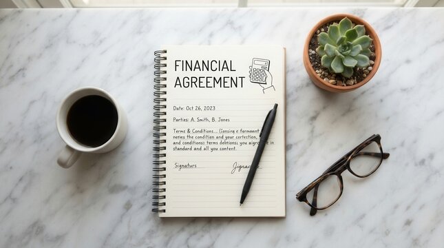 Corporate partnership deal documentation illustrating financial agreement and legal commitment between business concept
