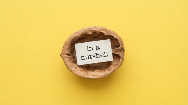 Business Summary and Concise Ideas: Simplified Explanation Inside a Walnut Shell in nutshell text placed