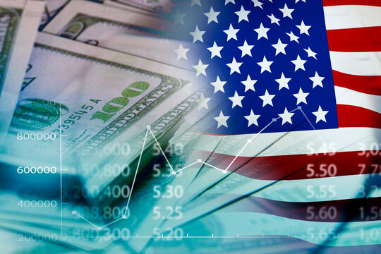 US financial inflation crisis with stock market graph , economy problem , investment analysis concept
