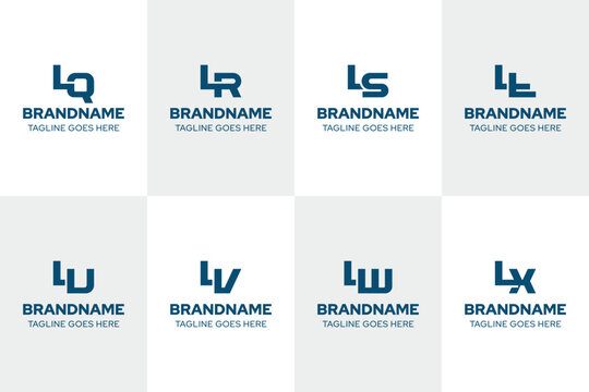 Letters LQ LR LS LT LU LV LW LX Logo Monogram Set, for QL RL SL TL UL VL WL XL Initials Brand