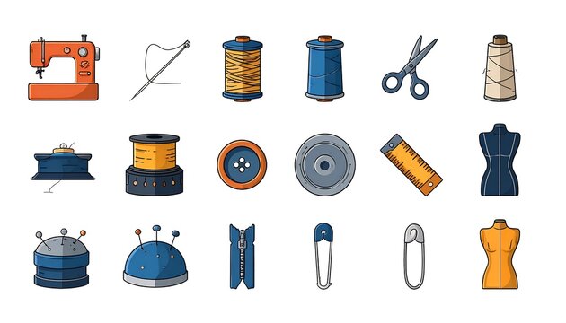 Assorted colorful containers and tools on white background.