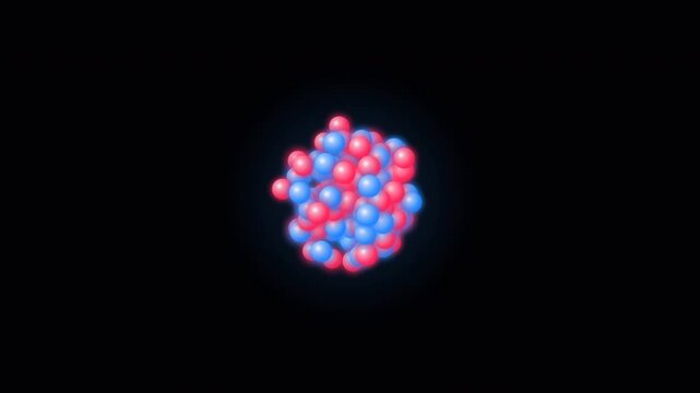 Atomic Nucleus Animation: A 3D scientific visualization of protons and neutrons clustering together at a microscopic level