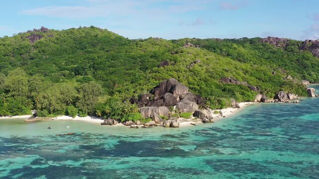 Famous Anse Source D'Argent beach on the La Digue island, Seychelles