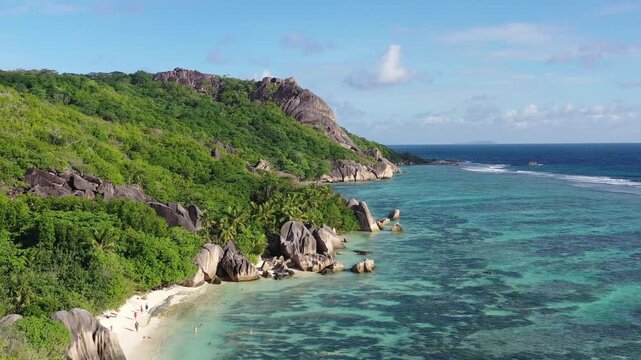 Famous Anse Source D'Argent beach on the La Digue island, Seychelles