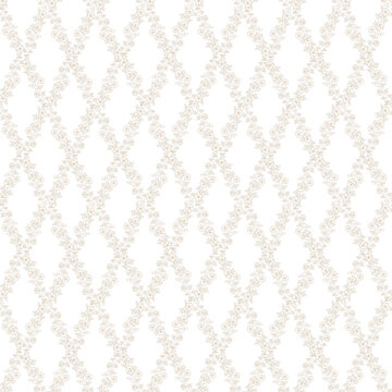 Elegant Wild Rose Trellis Seamless Pattern with Delicate Cottage Garden Floral Lattice