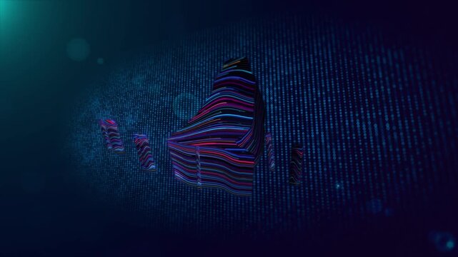 Dynamic motion background featuring an animated Taiwan map reveal with glowing 3D wavy lines, digital particle grid, cinematic lighting, and Taiwan text for futuristic visual presentations.