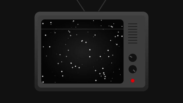 Retro vintage television with static signal and please wait text