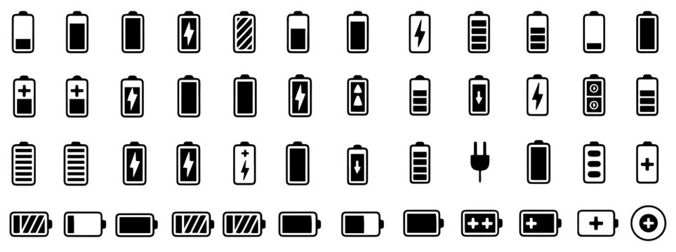 battery charge level icon set
