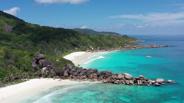 Famous Anse Source D'Argent beach on the La Digue island, Seychelles