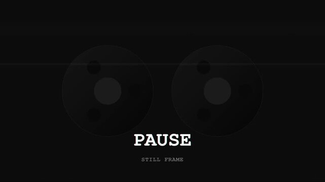 Retro vhs pause screen with glitch effect and scan lines