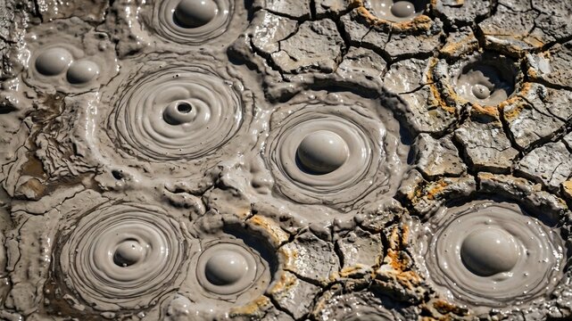 Desolate Cracked Mud Landscape with Rain Puddles in Gobustan