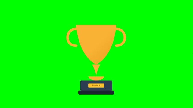 Golden Trophy Award on Green Screen Background.