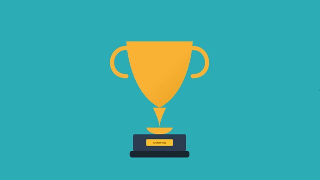 Golden Trophy Award Symbol on Teal Background.