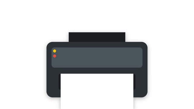 Modern Printer Device Printing Paper on White Background.