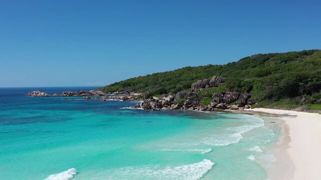 Famous Anse Source D'Argent beach on the La Digue island, Seychelles